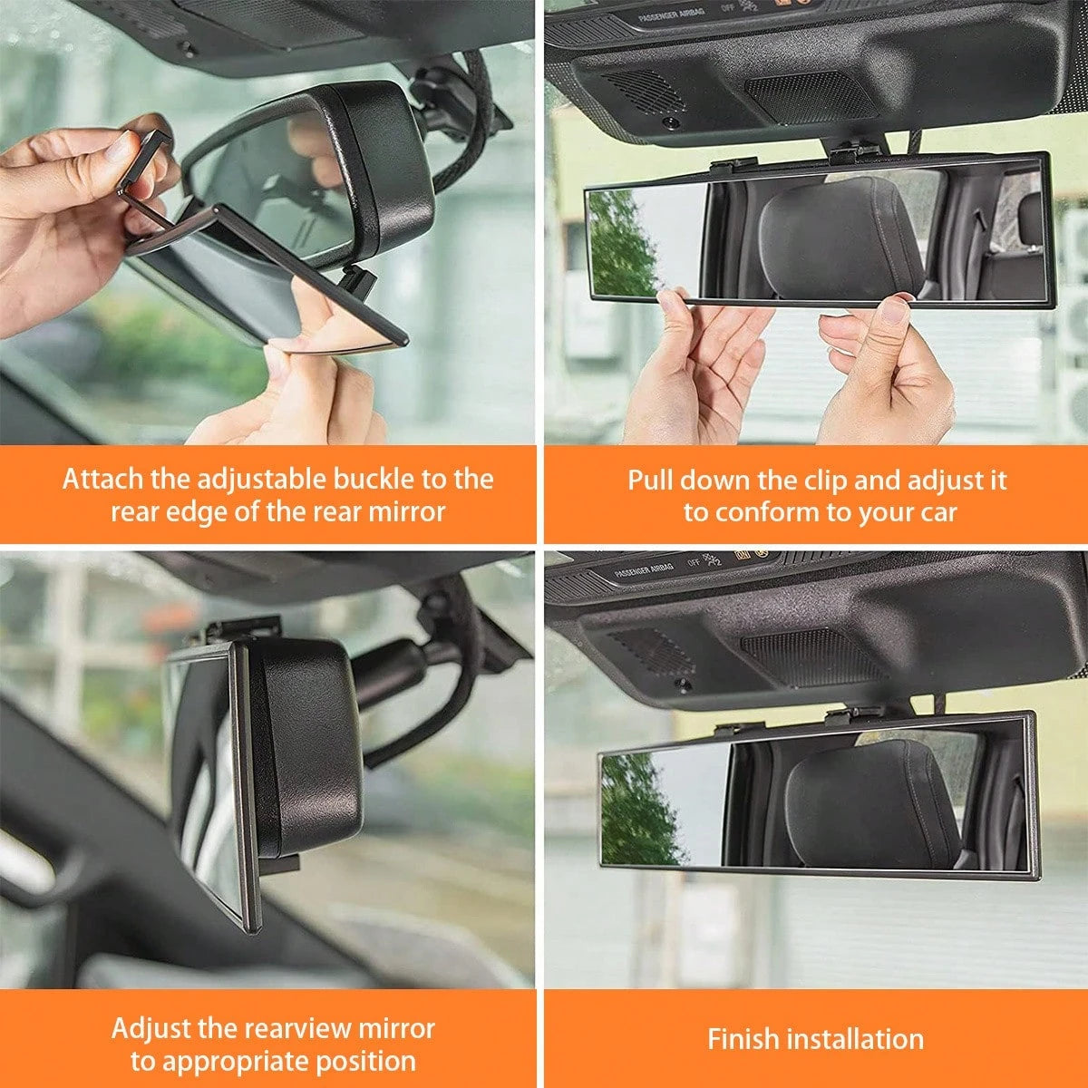 In-Car Flat Rearview Mirror, High-Definition Anti-Fog Auxiliary Mirror, Suitable For Various Car Models.