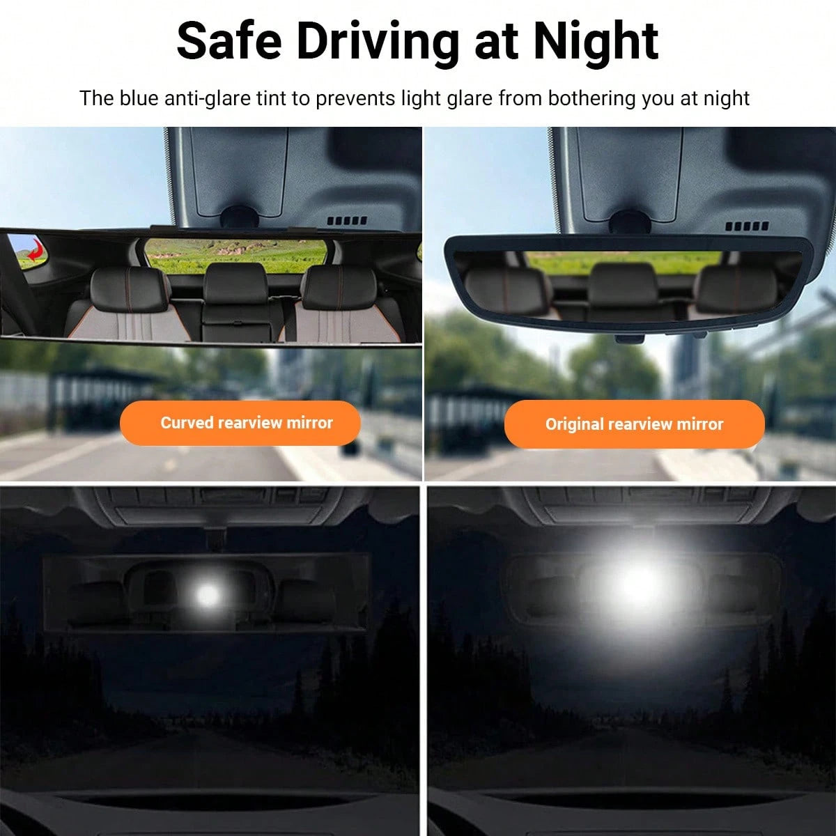 In-Car Flat Rearview Mirror, High-Definition Anti-Fog Auxiliary Mirror, Suitable For Various Car Models.