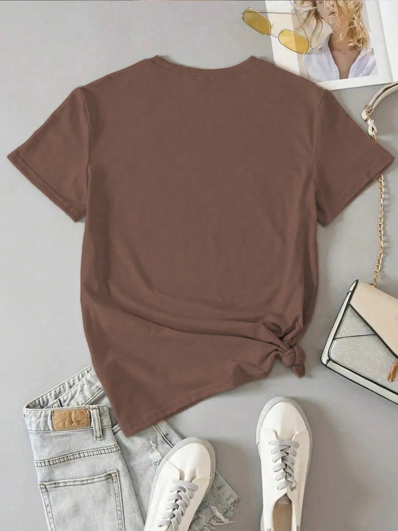 INAWLY Plus Size Women's Summer Duck Embroidery Round Neck Short Sleeve Casual T-Shirt