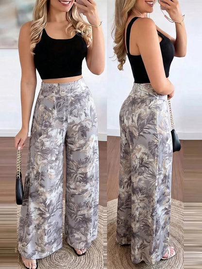 INAWLY Women's Leopard Print Wide Leg Pants Fall Cloth For Women