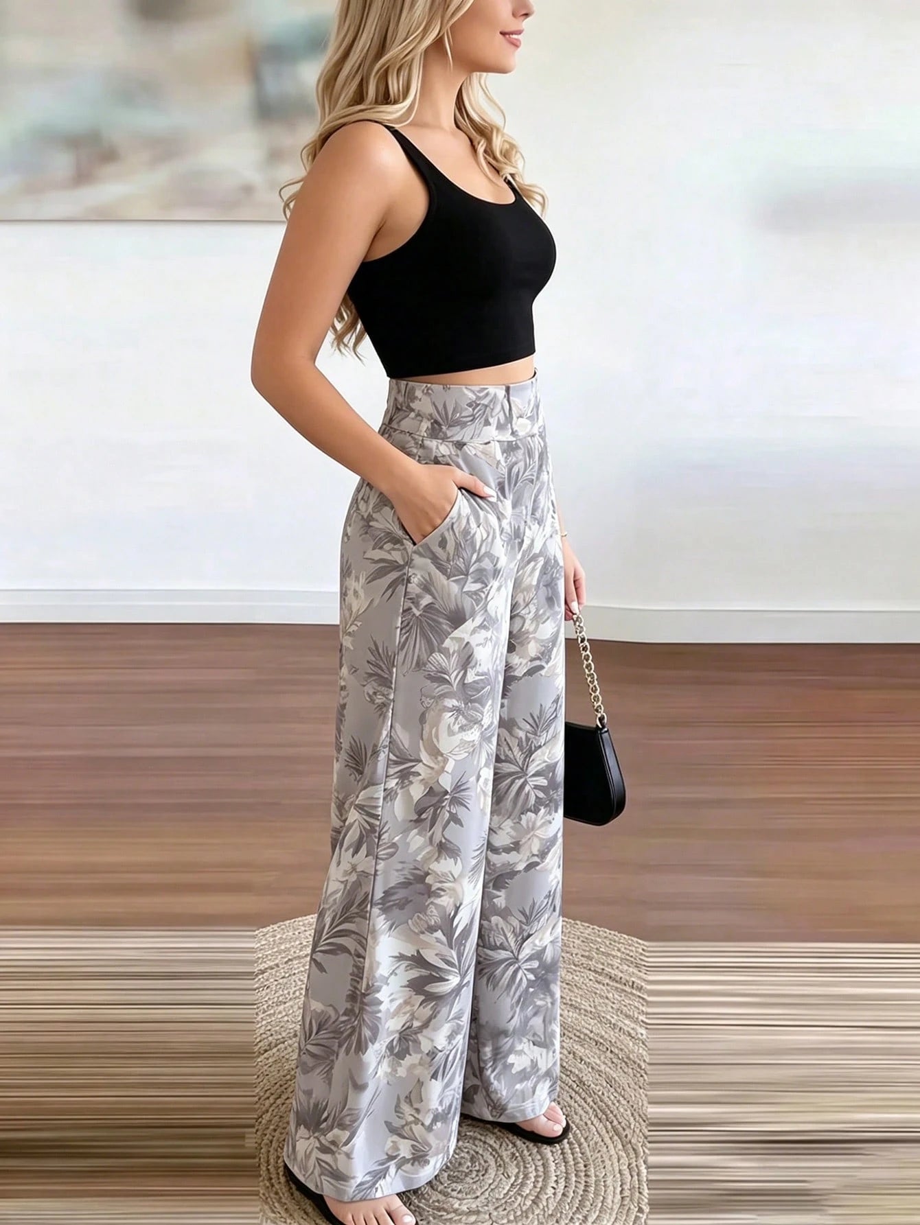INAWLY Women's Leopard Print Wide Leg Pants Fall Cloth For Women