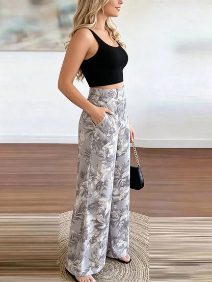 INAWLY Women's Leopard Print Wide Leg Pants Fall Cloth For Women