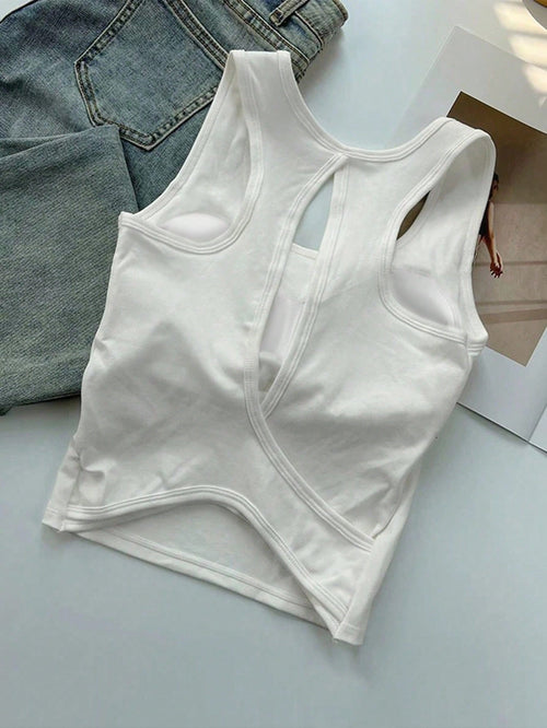 INAWLY Women's Solid Color Slim Fit Tank Tops, Casual Daily Wear, Summer