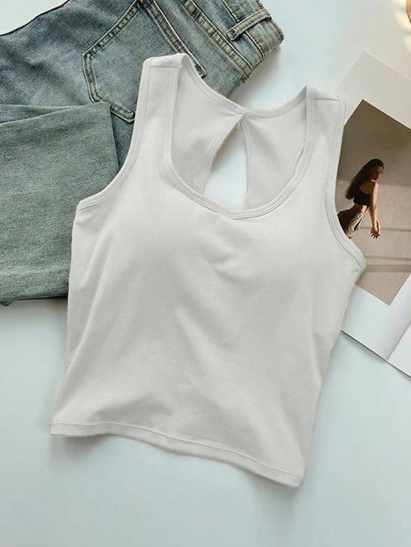 INAWLY Women's Solid Color Slim Fit Tank Tops, Casual Daily Wear, Summer