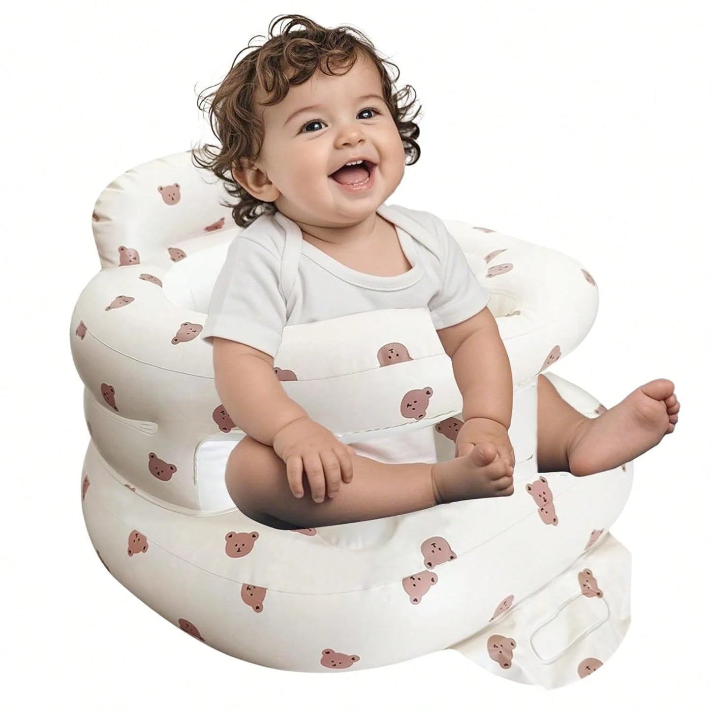 Inflatable Baby Seat, Upright Baby Floor Seat- Built-In Air Pump, Portable Baby Seat Suitable For 3-36 Months- Non Slip Design, Soft Cushion