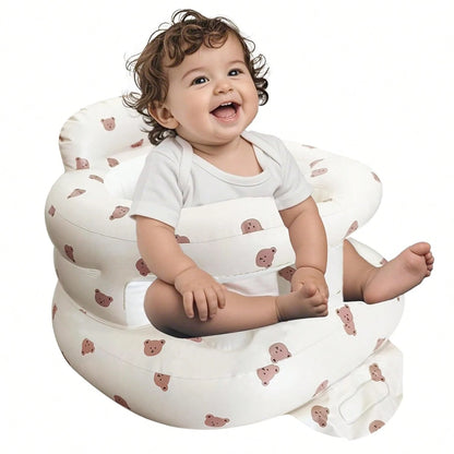 Inflatable Baby Seat, Upright Baby Floor Seat- Built-In Air Pump, Portable Baby Seat Suitable For 3-36 Months- Non Slip Design, Soft Cushion