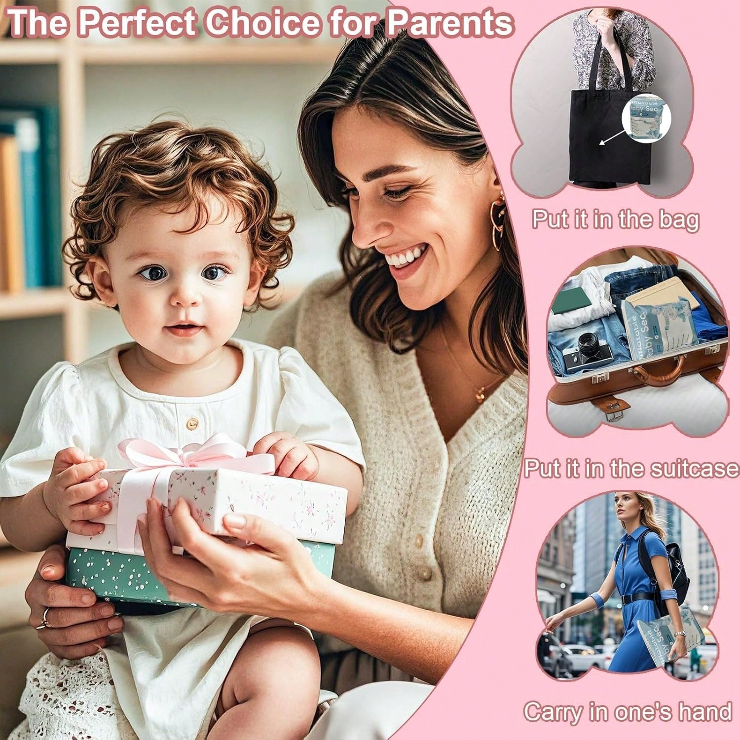 Inflatable Baby Seat, Upright Baby Floor Seat- Built-In Air Pump, Portable Baby Seat Suitable For 3-36 Months- Non Slip Design, Soft Cushion