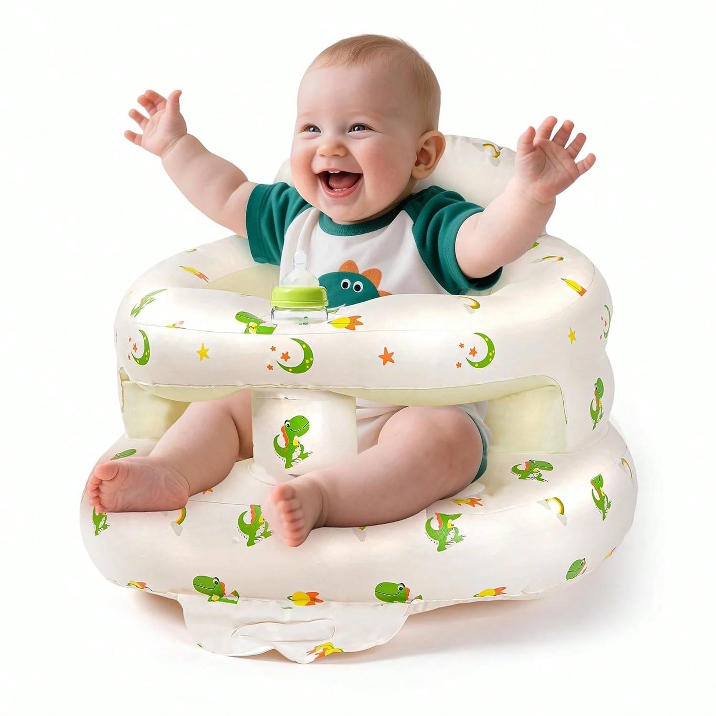 Inflatable Baby Seat, Upright Baby Floor Seat- Built-In Air Pump, Portable Baby Seat Suitable For 3-36 Months- Non Slip Design, Soft Cushion