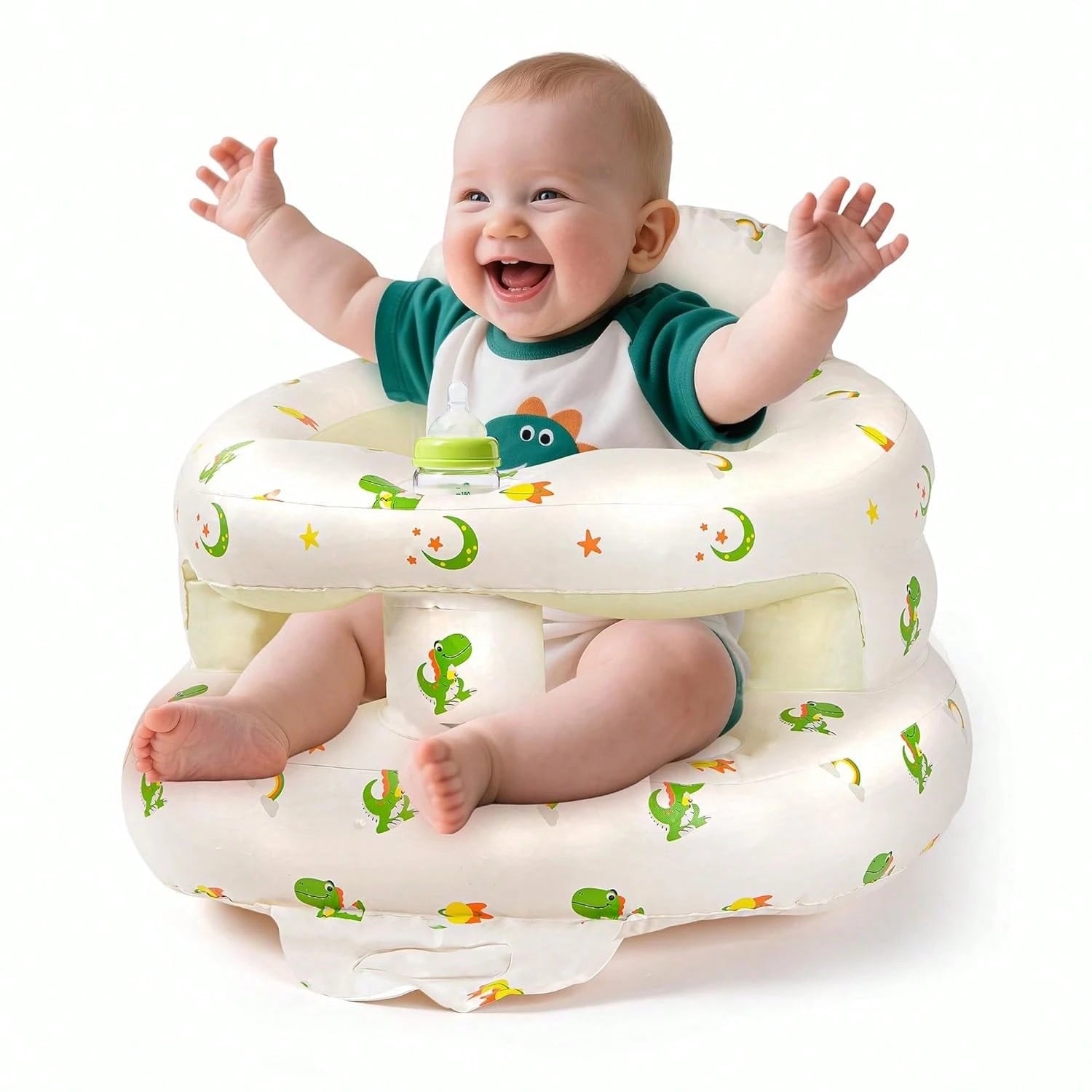 Inflatable Baby Seat, Upright Baby Floor Seat- Built-In Air Pump, Portable Baby Seat Suitable For 3-36 Months- Non Slip Design, Soft Cushion