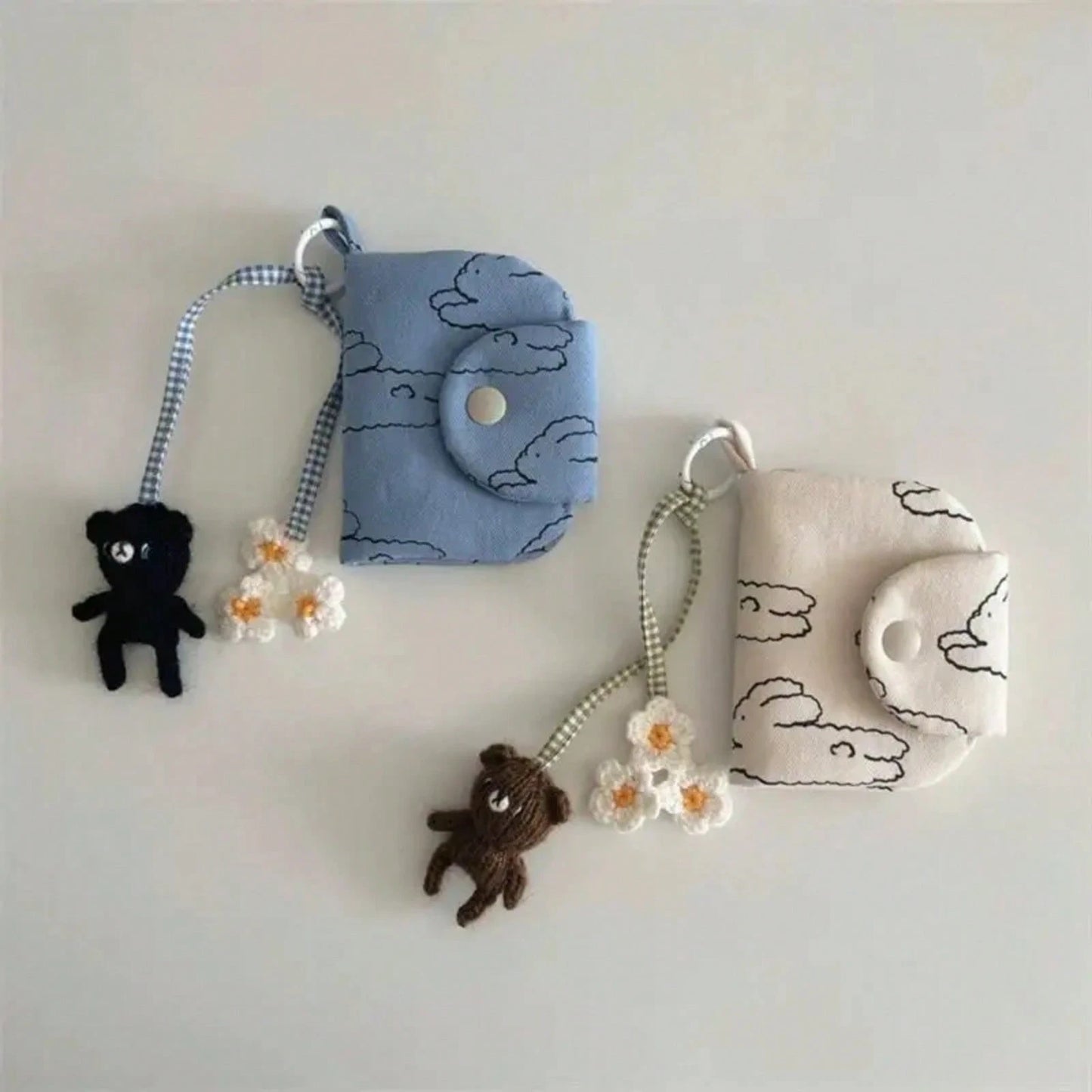 Ins Niche Coin Purse, Cute Daisy Floral Multi-Layer Card Holder, Canvas Bag, Medium Bag, Miscellaneous Bag, Women's Card Holder