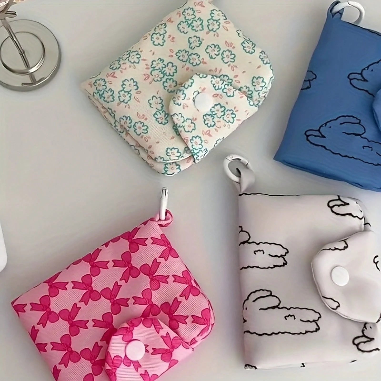 Ins Niche Coin Purse, Cute Daisy Floral Multi-Layer Card Holder, Canvas Bag, Medium Bag, Miscellaneous Bag, Women's Card Holder