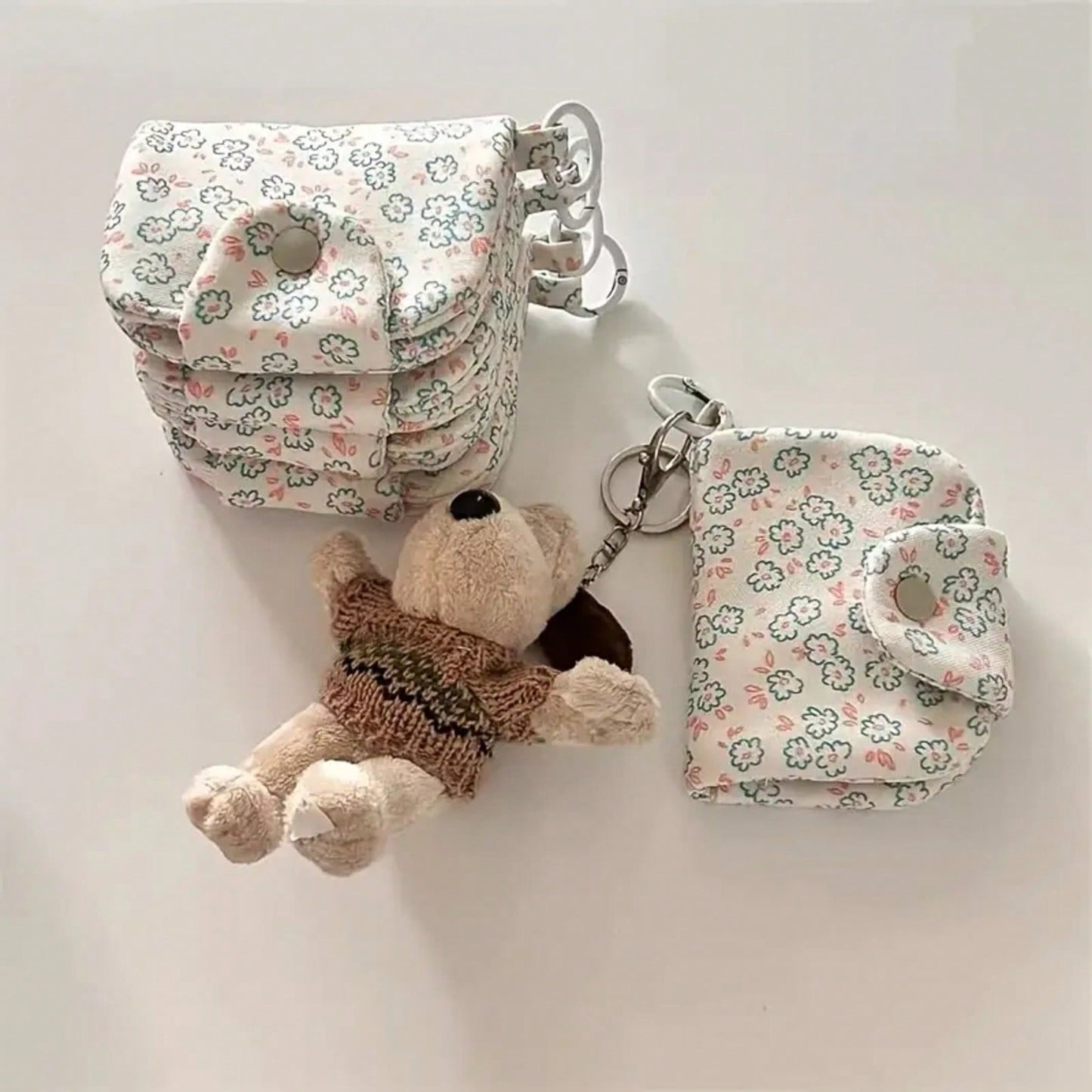 Ins Niche Coin Purse, Cute Daisy Floral Multi-Layer Card Holder, Canvas Bag, Medium Bag, Miscellaneous Bag, Women's Card Holder