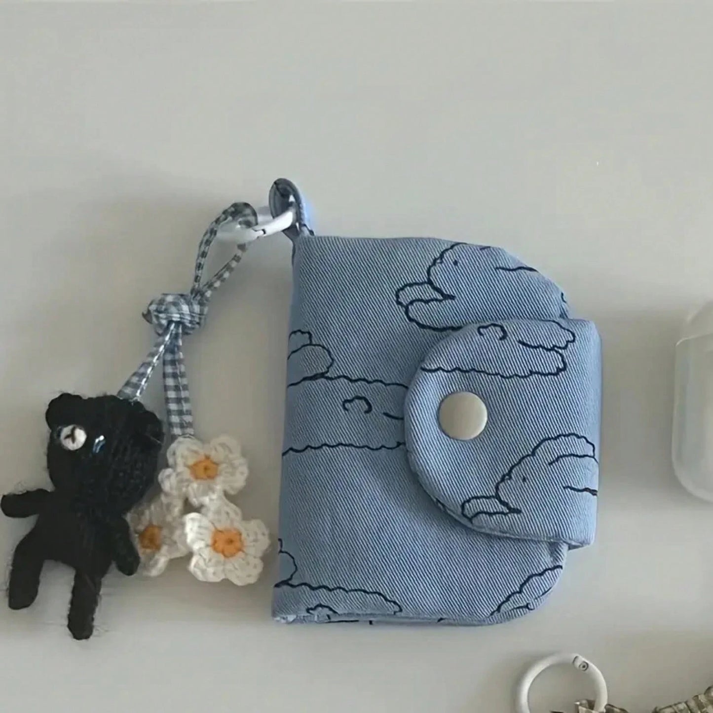 Ins Niche Coin Purse, Cute Daisy Floral Multi-Layer Card Holder, Canvas Bag, Medium Bag, Miscellaneous Bag, Women's Card Holder