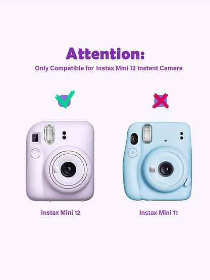 Instant Mini 12 Camera Case, Compatible With Mini 12/Mini 12 Camera- PU Leather Protective Cover With Adjustable Shoulder Strap- Pale Purple, Purple