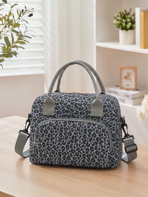 Insulated Tote Bag For Women, Waterproof Thermal Bag With Handle & Zipper, Floral Bow Corduroy Storage Bag, Large Capacity Portable Work Bag