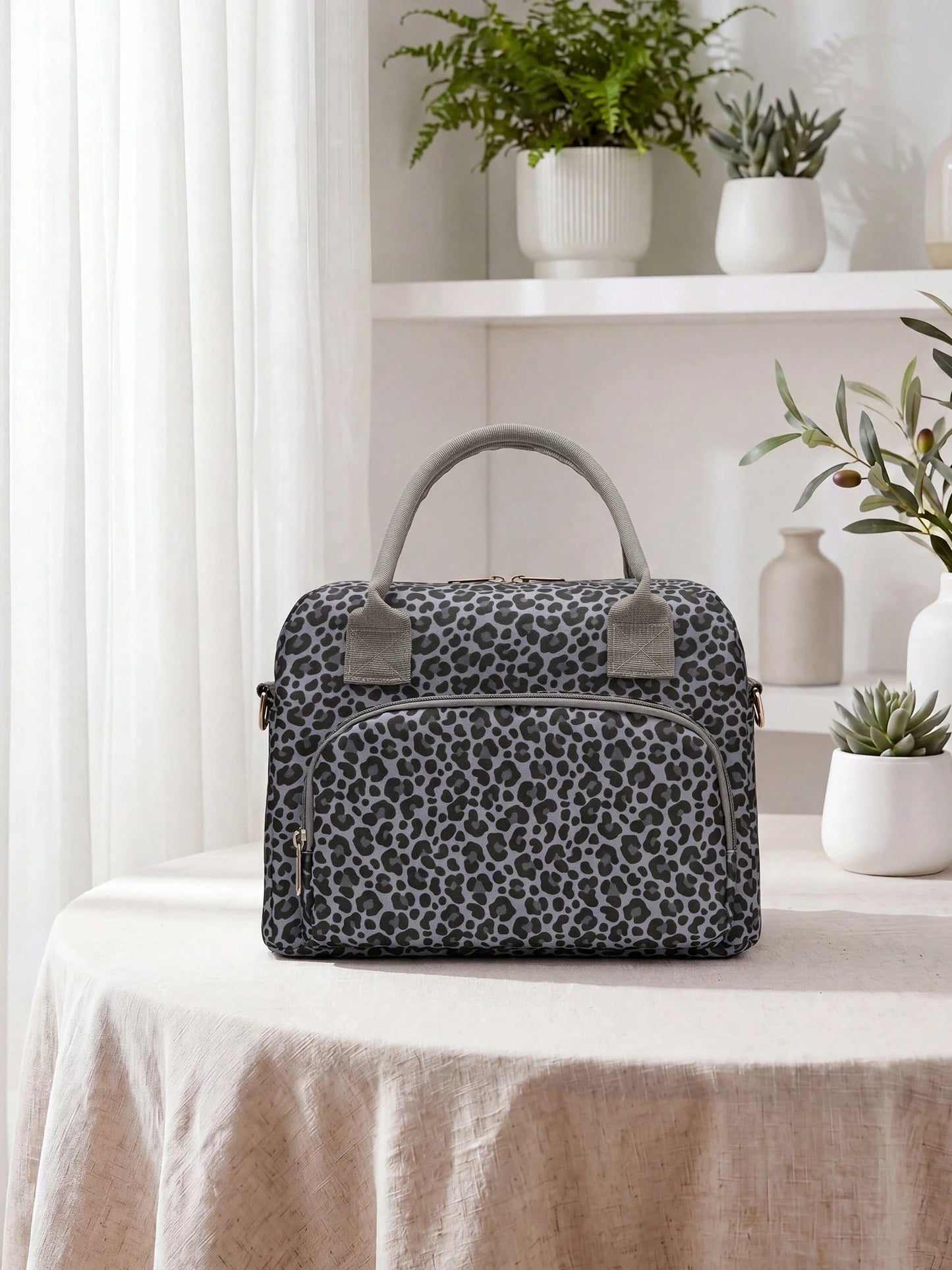 Insulated Tote Bag For Women, Waterproof Thermal Bag With Handle & Zipper, Floral Bow Corduroy Storage Bag, Large Capacity Portable Work Bag
