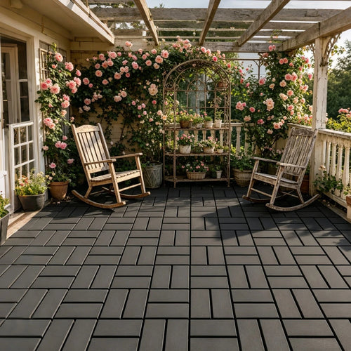 Interlocking Plastic Deck Tiles| Tool-Free Snap-Together Installation| PP Material| Ideal For Outdoor Patios, Balconies, And Poolside Areas| All-Weather Durable & Easy To Maintain