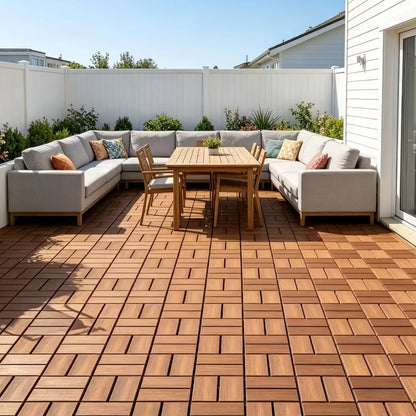 Interlocking Plastic Deck Tiles| Tool-Free Snap-Together Installation| PP Material| Ideal For Outdoor Patios, Balconies, And Poolside Areas| All-Weather Durable & Easy To Maintain