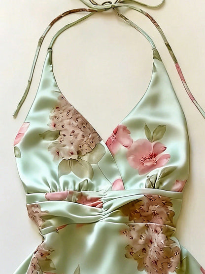 IslaSuriya Plus Size Women Summer Spaghetti Strap Casual Vacation Floral Print Top