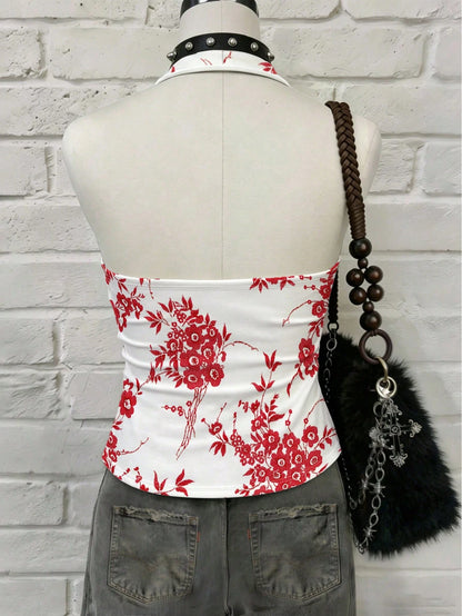 IslaSuriya Women Outfits, Women Top, Casual Tank Top, Now, Fashion Tops, Y2k Tops, Y2k Clothes, Floral Pattern, Chinese-Style Top