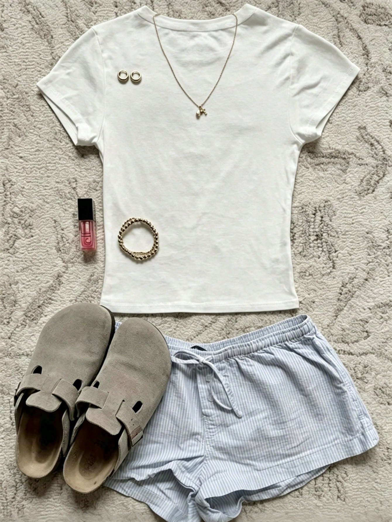 IslaSuriya Women White Ink Print Fitted Short Sleeve T-Shirt