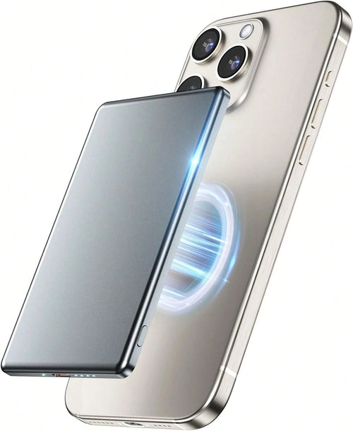 JAMJAKE Fast Charging Magnetic Portable Power Supply Power Bank, Ultra-Thin 5000mAh Wireless Power Bank With Magnetic Charging, Supports 15W Fast Charging Compatible With IPhone 17/16/15/14/13/12 Seri