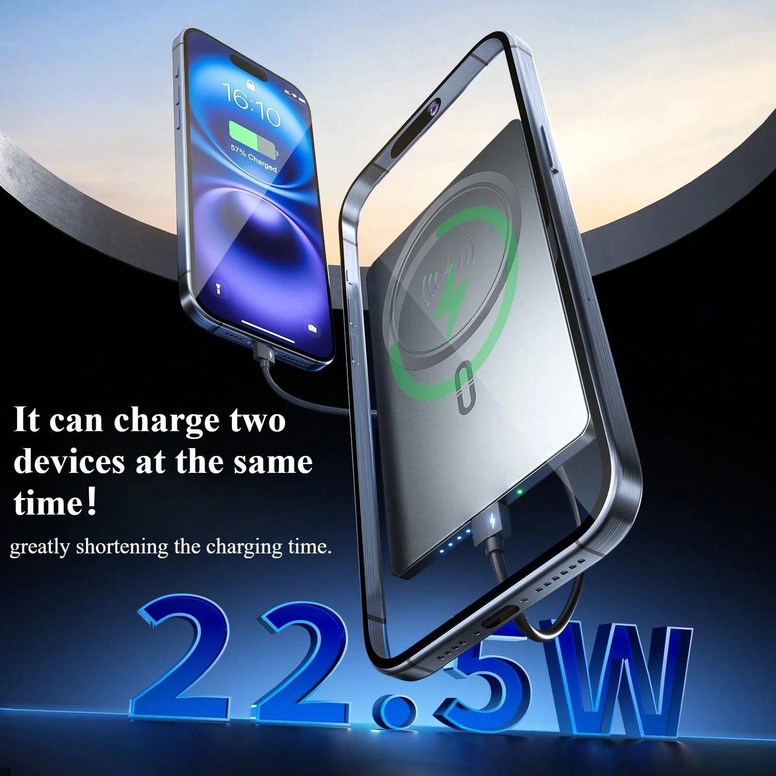 JAMJAKE Fast Charging Magnetic Portable Power Supply Power Bank, Ultra-Thin 5000mAh Wireless Power Bank With Magnetic Charging, Supports 15W Fast Charging Compatible With IPhone 17/16/15/14/13/12 Seri