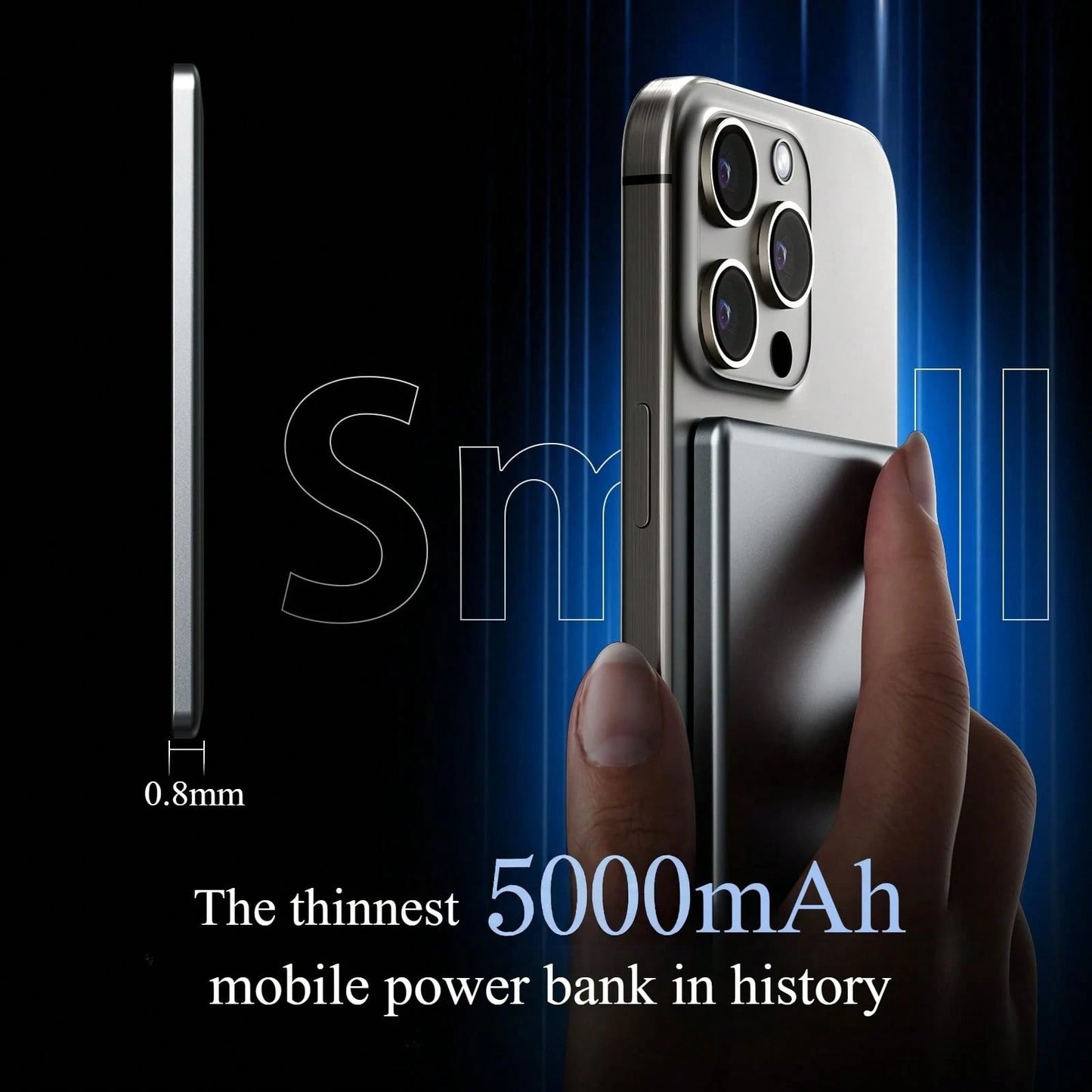 JAMJAKE Fast Charging Magnetic Portable Power Supply Power Bank, Ultra-Thin 5000mAh Wireless Power Bank With Magnetic Charging, Supports 15W Fast Charging Compatible With IPhone 17/16/15/14/13/12 Seri