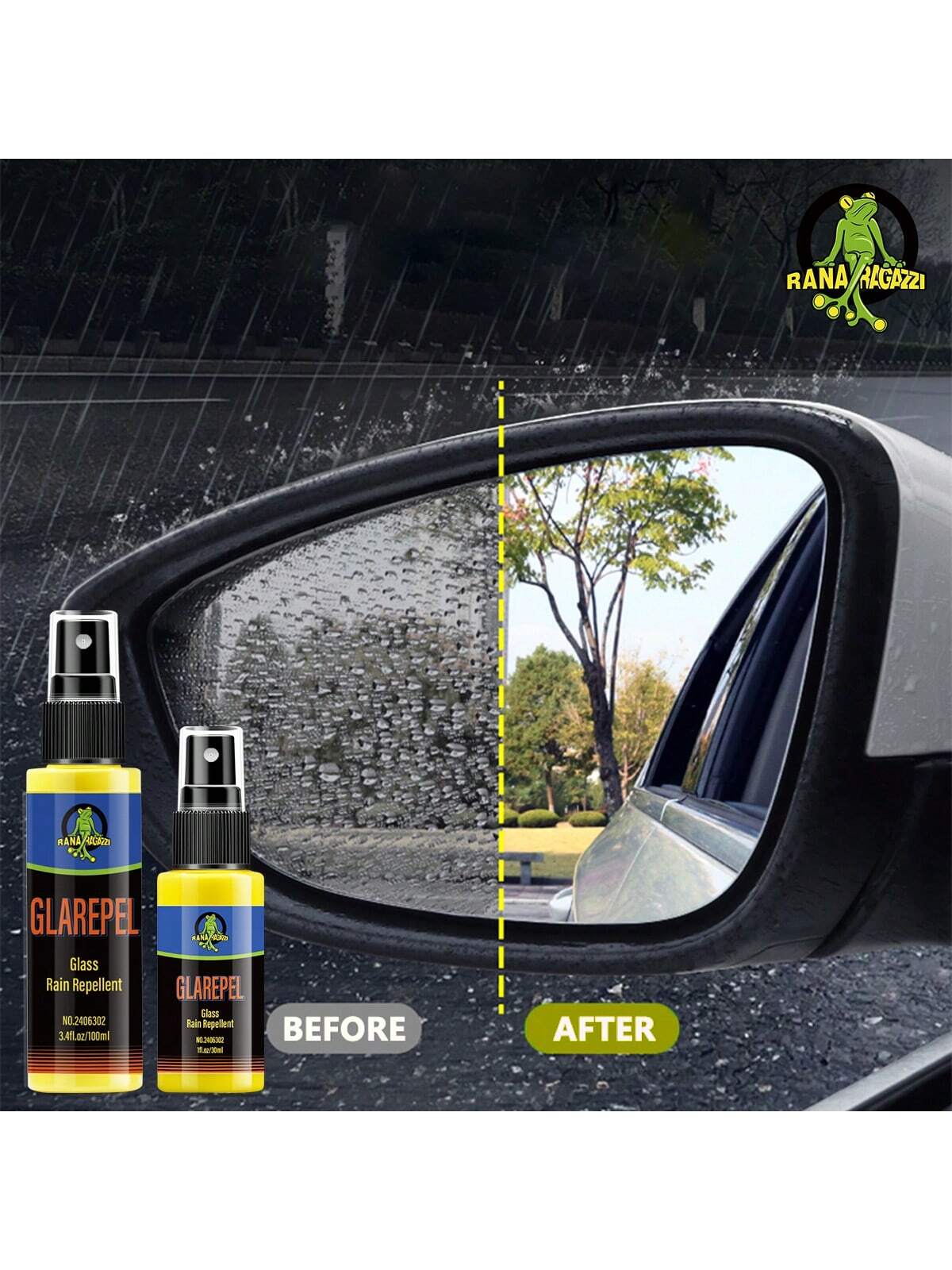 JB-XPCS GLAREPEL Nano Hydrophobic Glass Coating, Long-Lasting Windshield Water Repellent, Auto Accessories