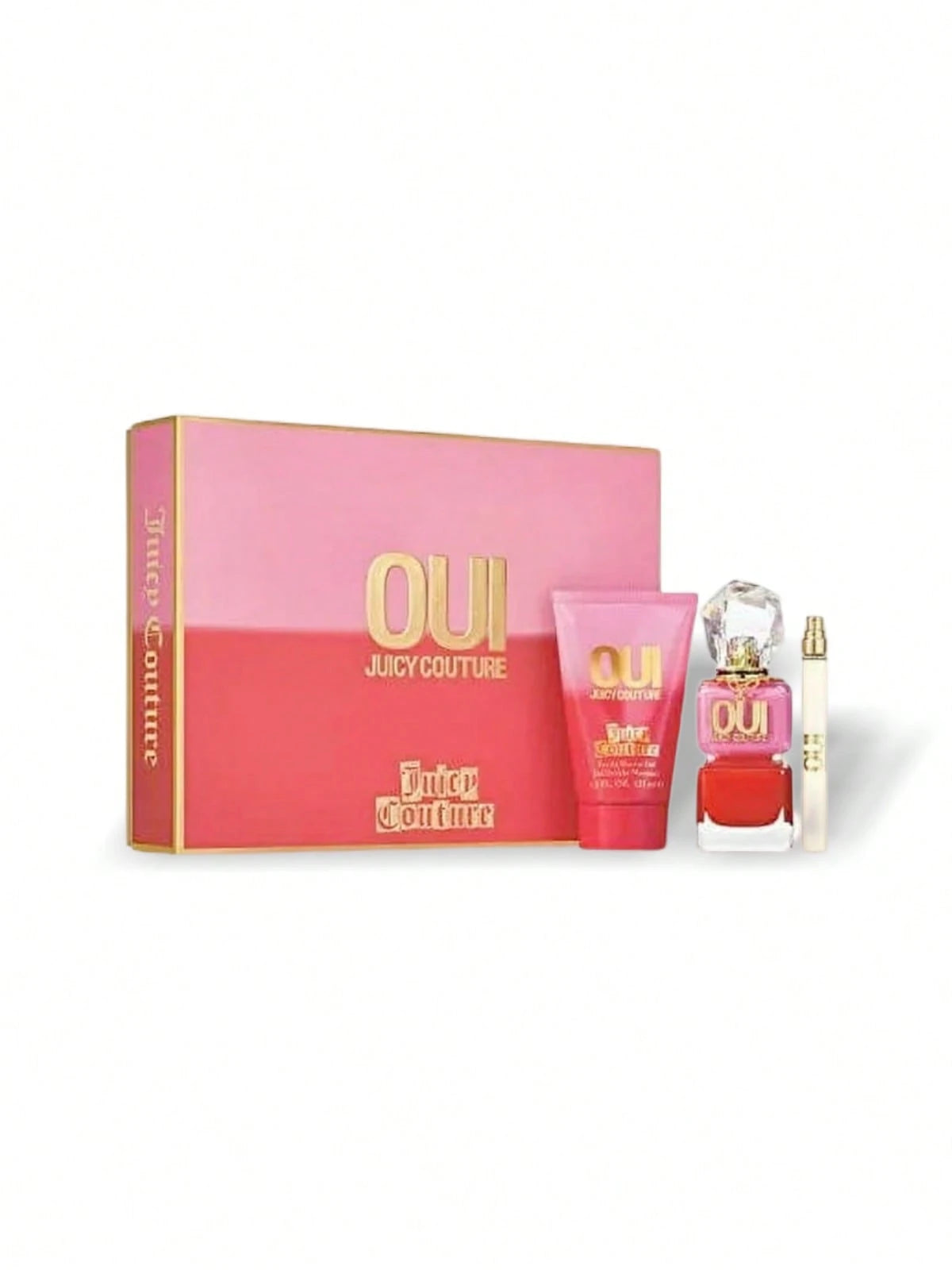 Juicy Couture Oui Lotion 3 Pcs Set For Women (EDP 1oz+EDP 0.33oz+Body Lotion 4.2oz) 1oz/30ml+0.33oz/10ml+4.2oz/125ml Perfume Long Lasting Suitable For Birthday,Party,Office,Gift Travel Use