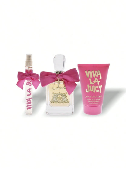 Juicy Couture Oui Lotion 3 Pcs Set For Women (EDP 1oz+EDP 0.33oz+Body Lotion 4.2oz) 1oz/30ml+0.33oz/10ml+4.2oz/125ml Perfume Long Lasting Suitable For Birthday,Party,Office,Gift Travel Use