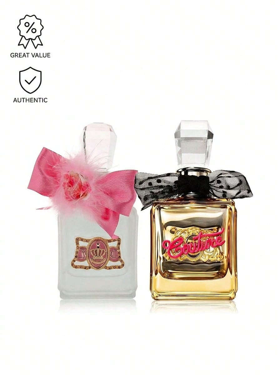 Juicy Couture [Perfume Set] Viva La Juicy Glace Women's Eau De Toilette Spray + Viva La Juicy Gold Couture Women's Eau De Parfum Spray EDT+EDP 3.4oz/100ml+3.4oz/100ml
