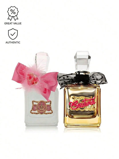 Juicy Couture [Perfume Set] Viva La Juicy Glace Women's Eau De Toilette Spray + Viva La Juicy Gold Couture Women's Eau De Parfum Spray EDT+EDP 3.4oz/100ml+3.4oz/100ml