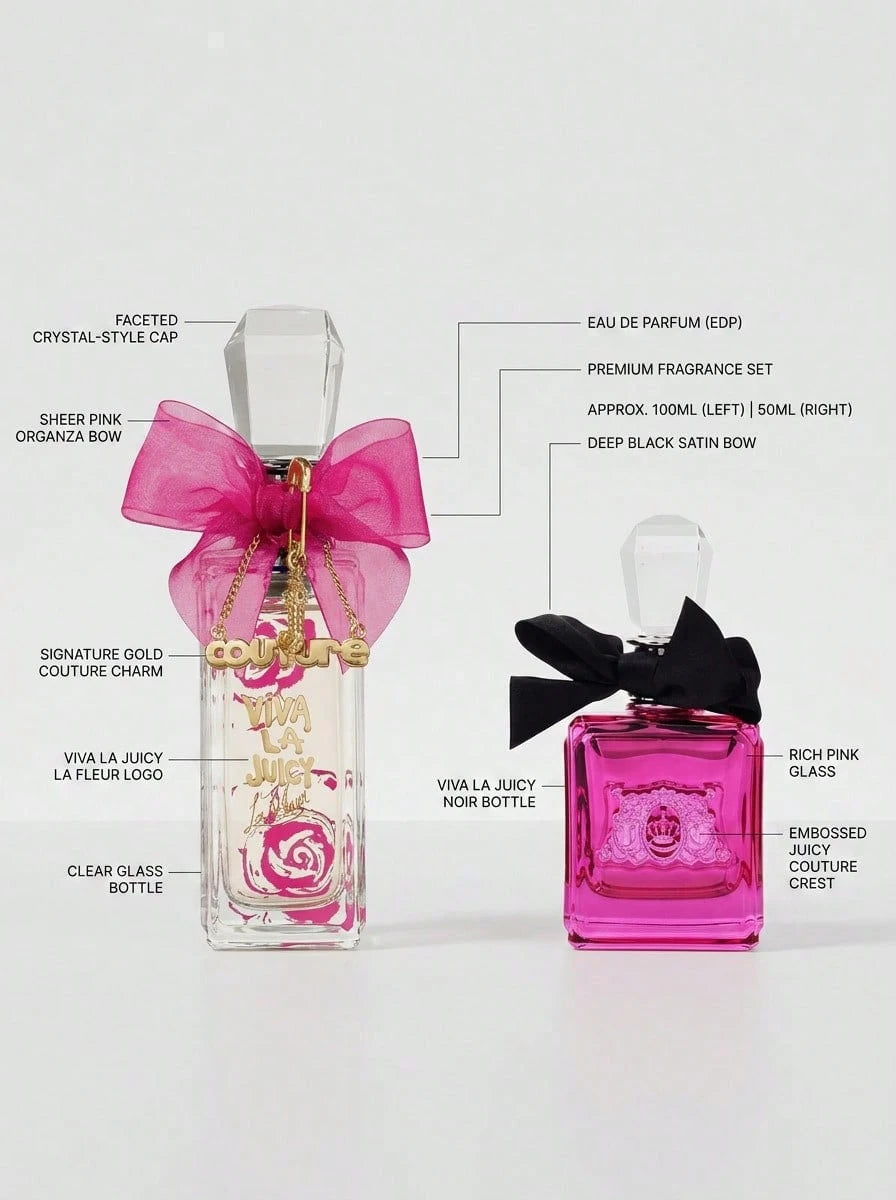 Juicy Couture [Perfume Set] Viva La Juicy Glace Women's Eau De Toilette Spray + Viva La Juicy Gold Couture Women's Eau De Parfum Spray EDT+EDP 3.4oz/100ml+3.4oz/100ml
