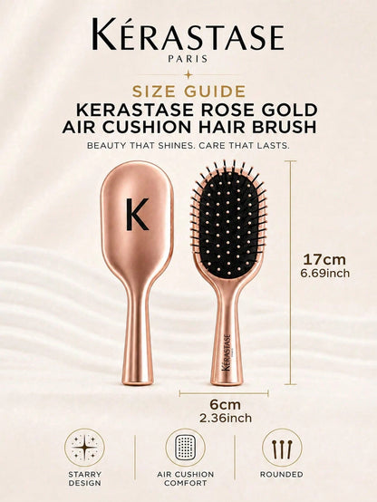 Kérastase Rose Gold Air Cushion Brush 17*6cm, Soothing Scalp And Anti-Static, Elastic Cushion For Smooth Hair Without Pulling, Suitable For Home, Travel, Daily Hair Care, And Gifting