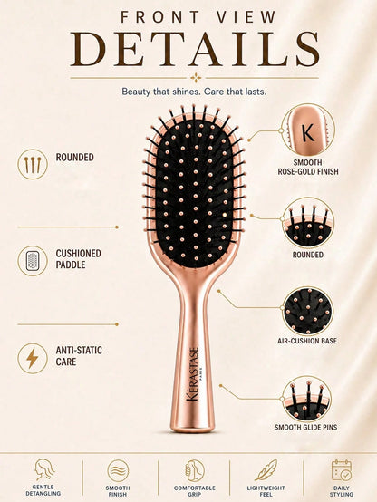 Kérastase Rose Gold Air Cushion Brush 17*6cm, Soothing Scalp And Anti-Static, Elastic Cushion For Smooth Hair Without Pulling, Suitable For Home, Travel, Daily Hair Care, And Gifting