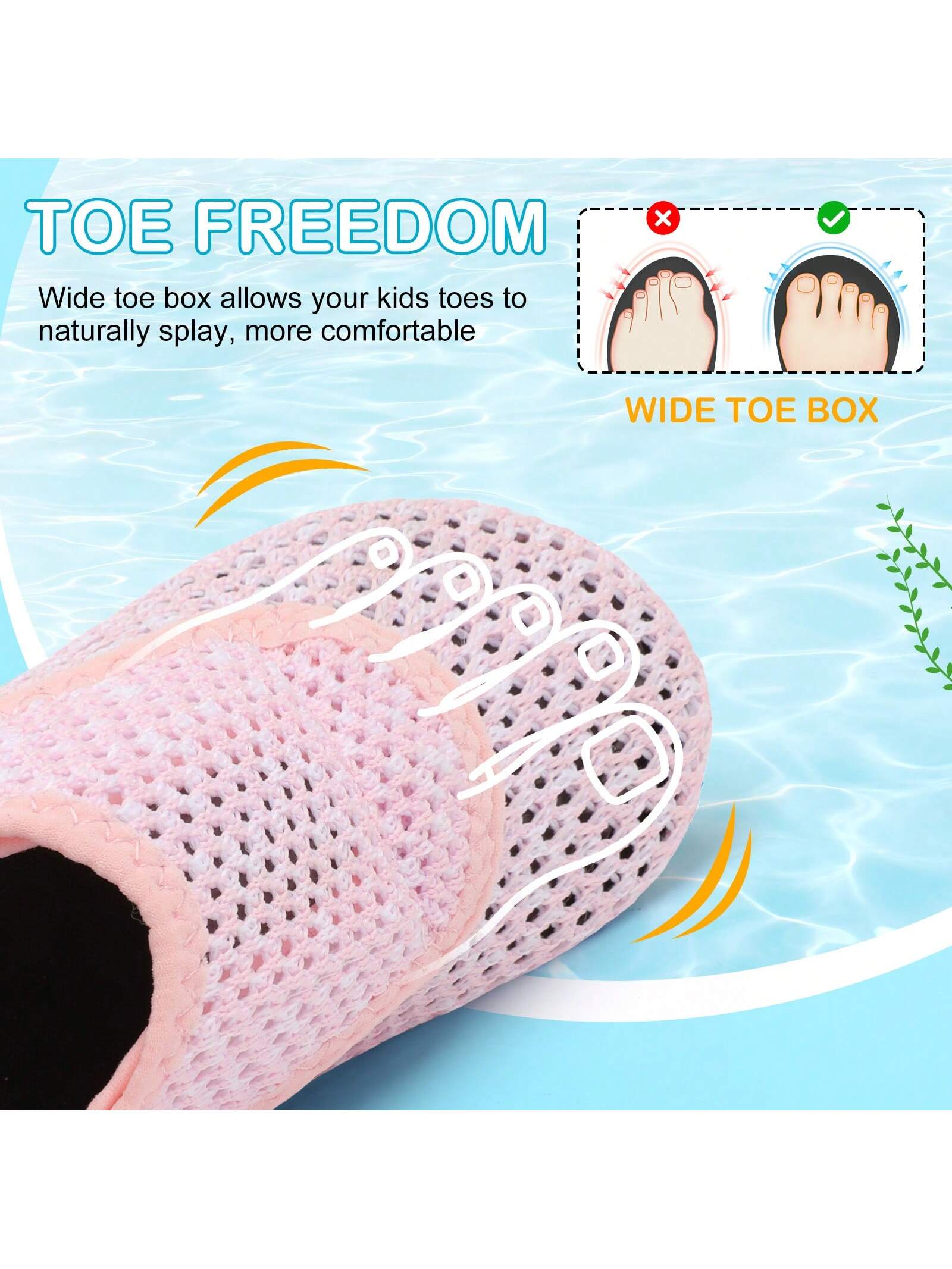 Kids Adjustable Strap Aquatic Shoes- Lightweight, Comfortable And Breathable, Perfect For Spring And Summer, Suitable For Casual, Beach, Swimming