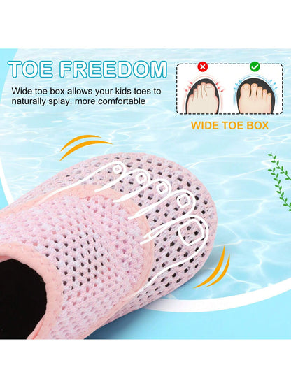 Kids Adjustable Strap Aquatic Shoes- Lightweight, Comfortable And Breathable, Perfect For Spring And Summer, Suitable For Casual, Beach, Swimming