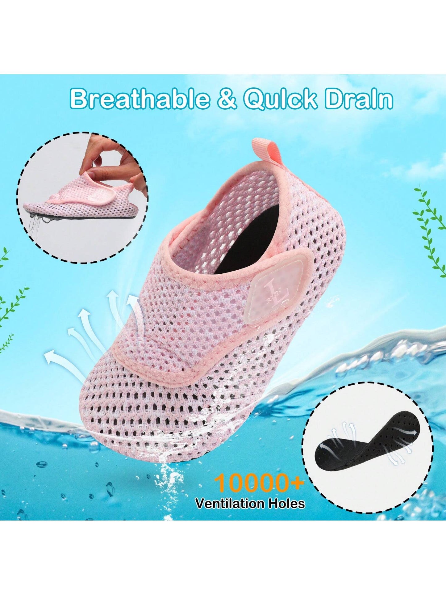 Kids Adjustable Strap Aquatic Shoes- Lightweight, Comfortable And Breathable, Perfect For Spring And Summer, Suitable For Casual, Beach, Swimming