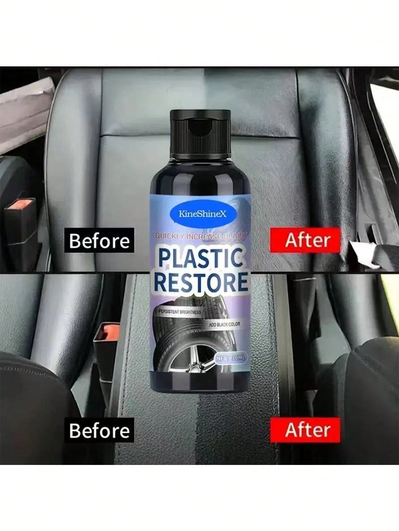 KineShineX Car Interior Polishing & Repair Paste, Suitable For Leather Seats, Dashboard, Center Console, Bumper And Plastic Parts, Scratch & Wear Repair Paste (New And Old Version Caps Shipped Randoml