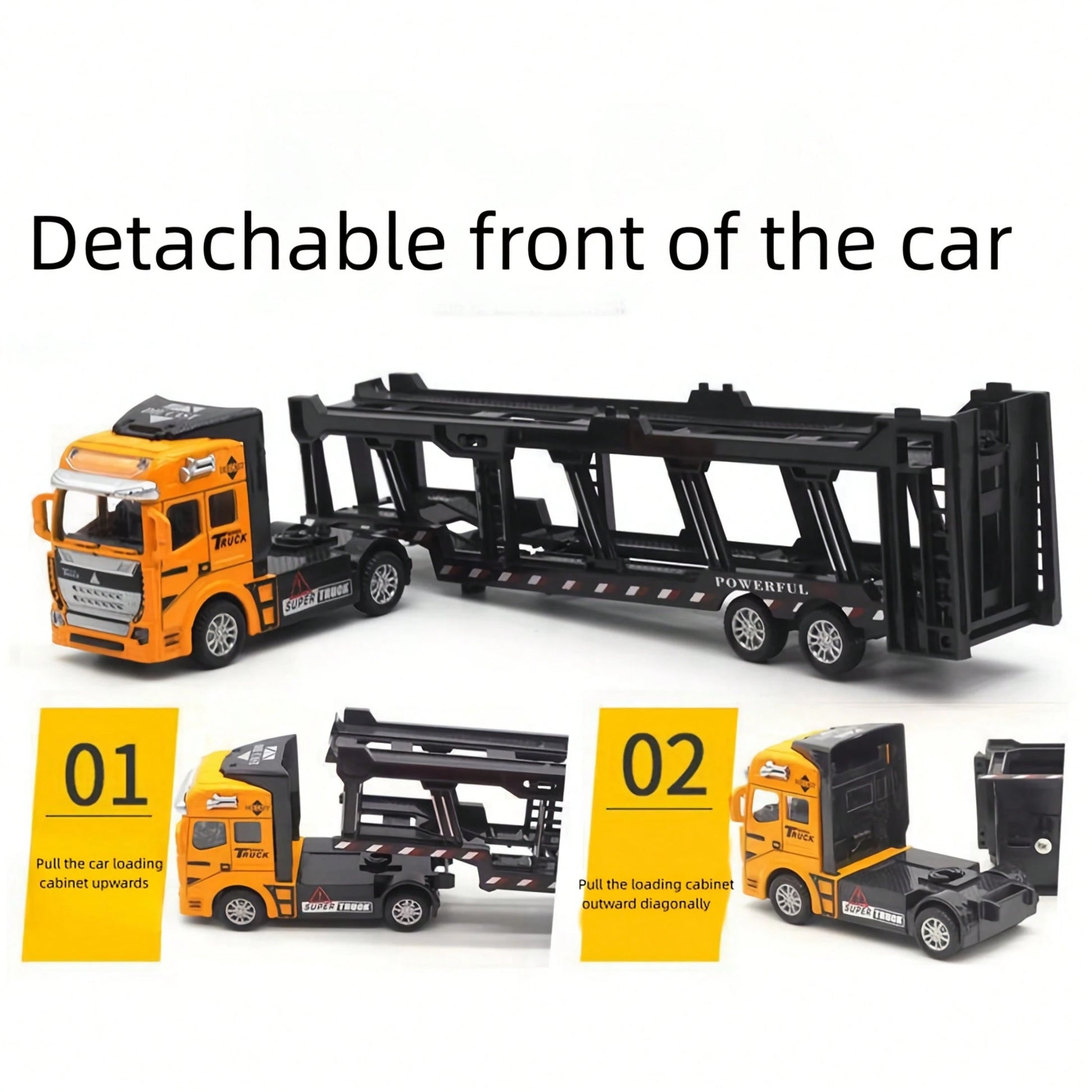 King Of Trucks Alloy Toy Set: 12.6-Inch Alloy Semi-Trailer Truck With 6 Miniature Construction Vehicles, Suitable For Over 3 Years Old- Great For Playing And Displaying! Ideal Birthday Gift, Holiday