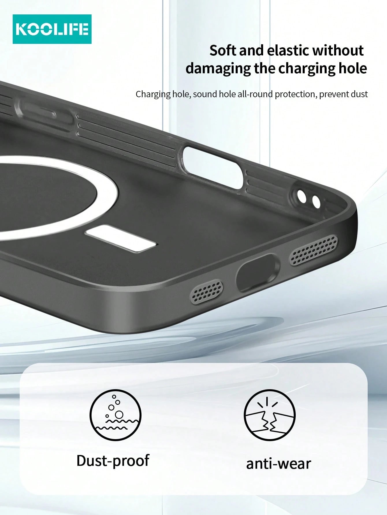 Koolife 1pc Magnetic Wireless Charging Magsafe Full Coverage Soft Silicone Phone Case, Ultra-Thin Matte Finish, Anti-Drop Metal Paint, Full Lens Protection, Integrated Buttons For Iphone18pro/18pro Ma