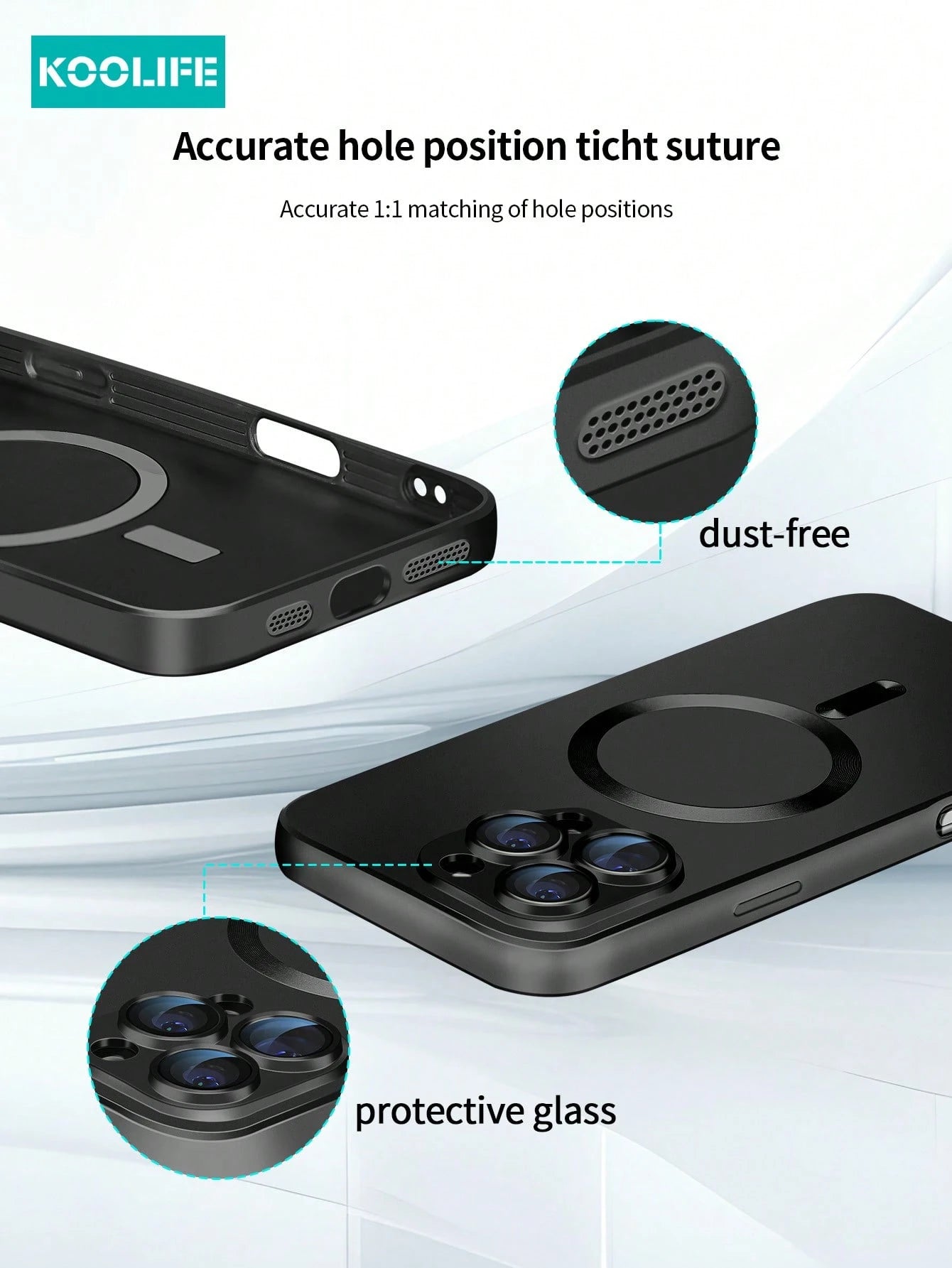 Koolife 1pc Magnetic Wireless Charging Magsafe Full Coverage Soft Silicone Phone Case, Ultra-Thin Matte Finish, Anti-Drop Metal Paint, Full Lens Protection, Integrated Buttons For Iphone18pro/18pro Ma
