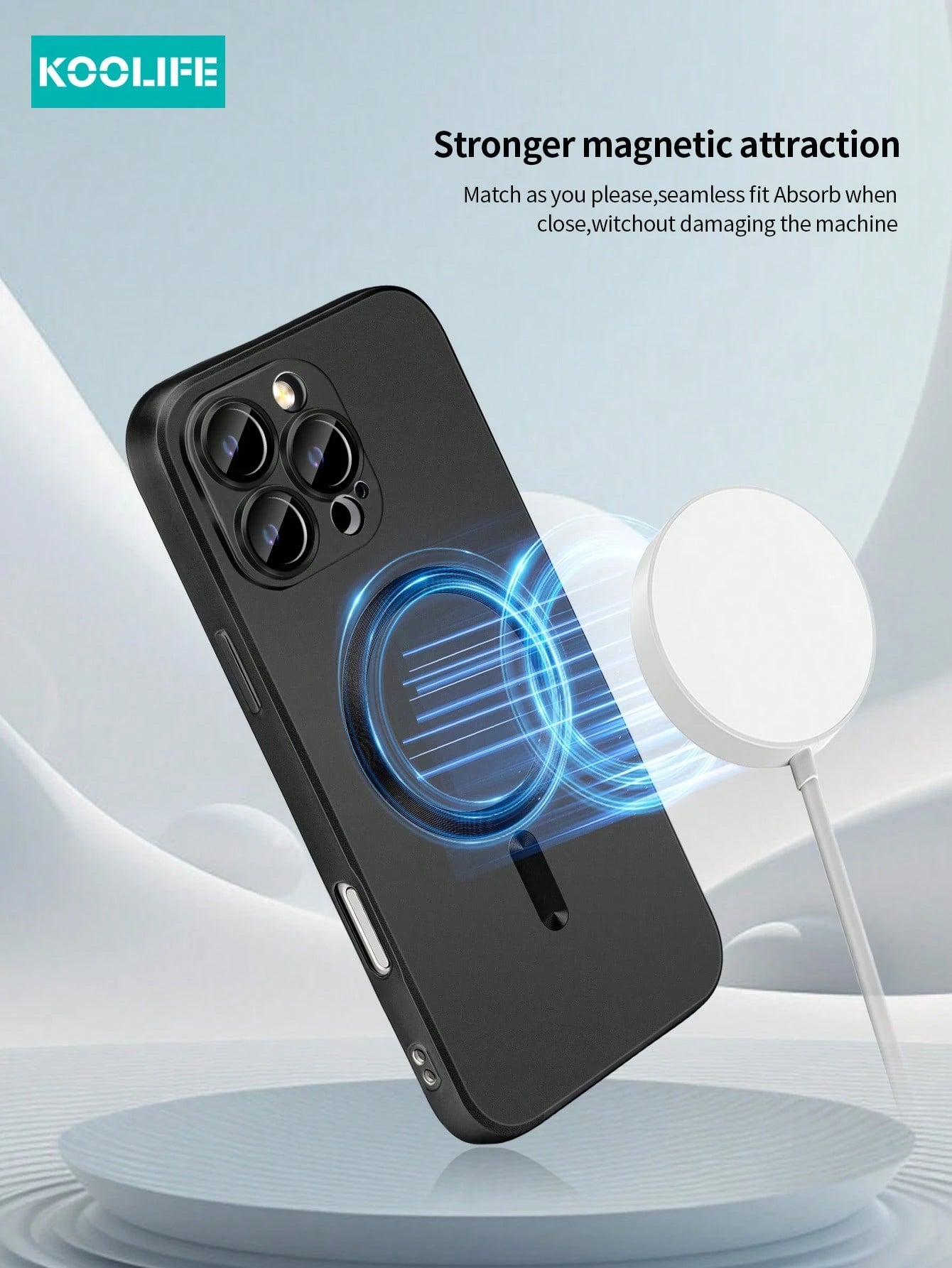Koolife 1pc Magnetic Wireless Charging Magsafe Full Coverage Soft Silicone Phone Case, Ultra-Thin Matte Finish, Anti-Drop Metal Paint, Full Lens Protection, Integrated Buttons For Iphone18pro/18pro Ma