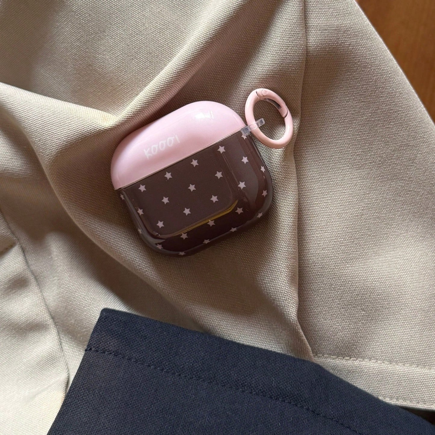 Korean Minimalist Pink & Brown Star + Circle Earphone Case Compatible With AirPods Pro 3 New Pro 2 Protective Cover Pro Cute Apple 4 Minimalist 3 Personalized 1/2 Generation Girls Earphone Case Protec
