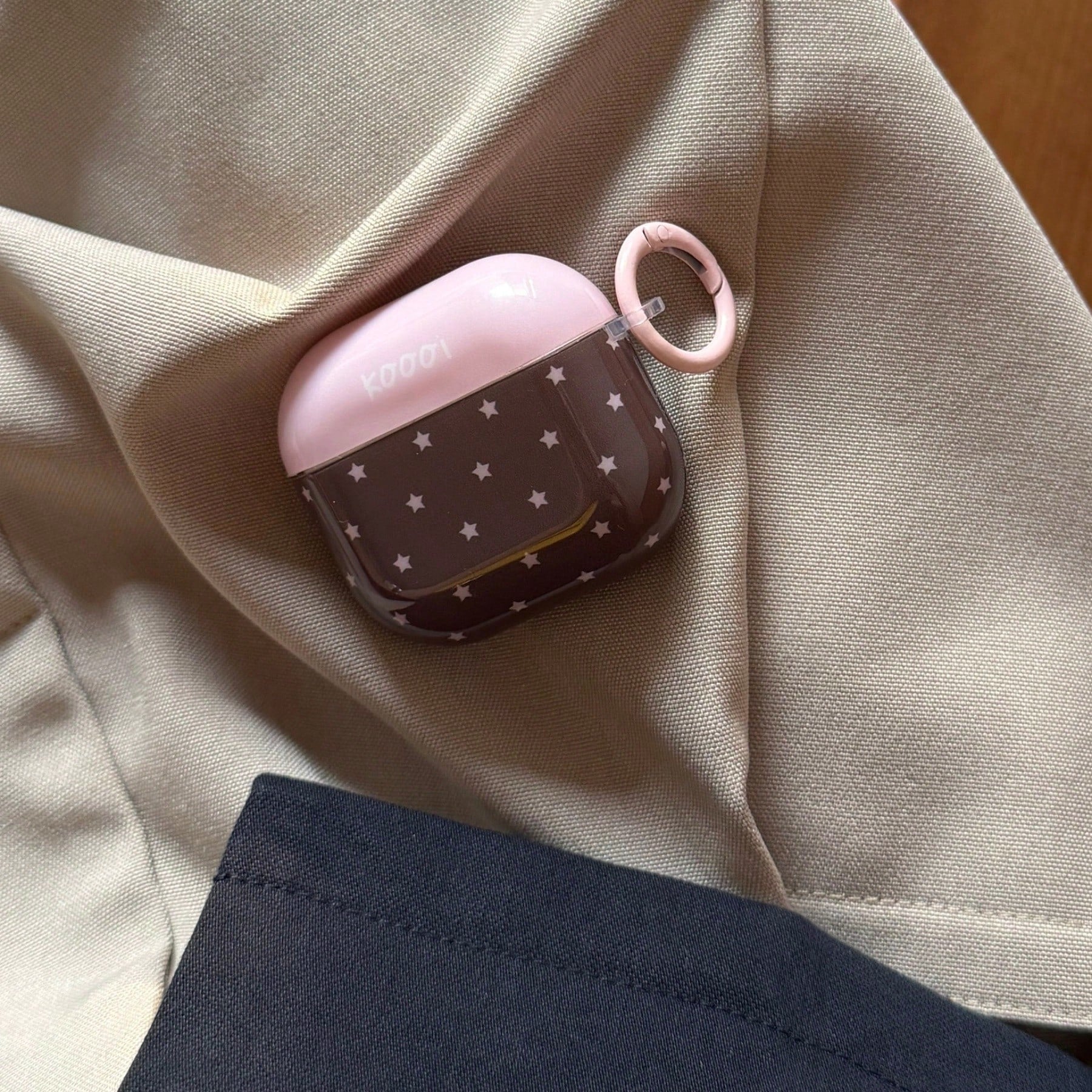 Korean Minimalist Pink & Brown Star + Circle Earphone Case Compatible With AirPods Pro 3 New Pro 2 Protective Cover Pro Cute Apple 4 Minimalist 3 Personalized 1/2 Generation Girls Earphone Case Protec