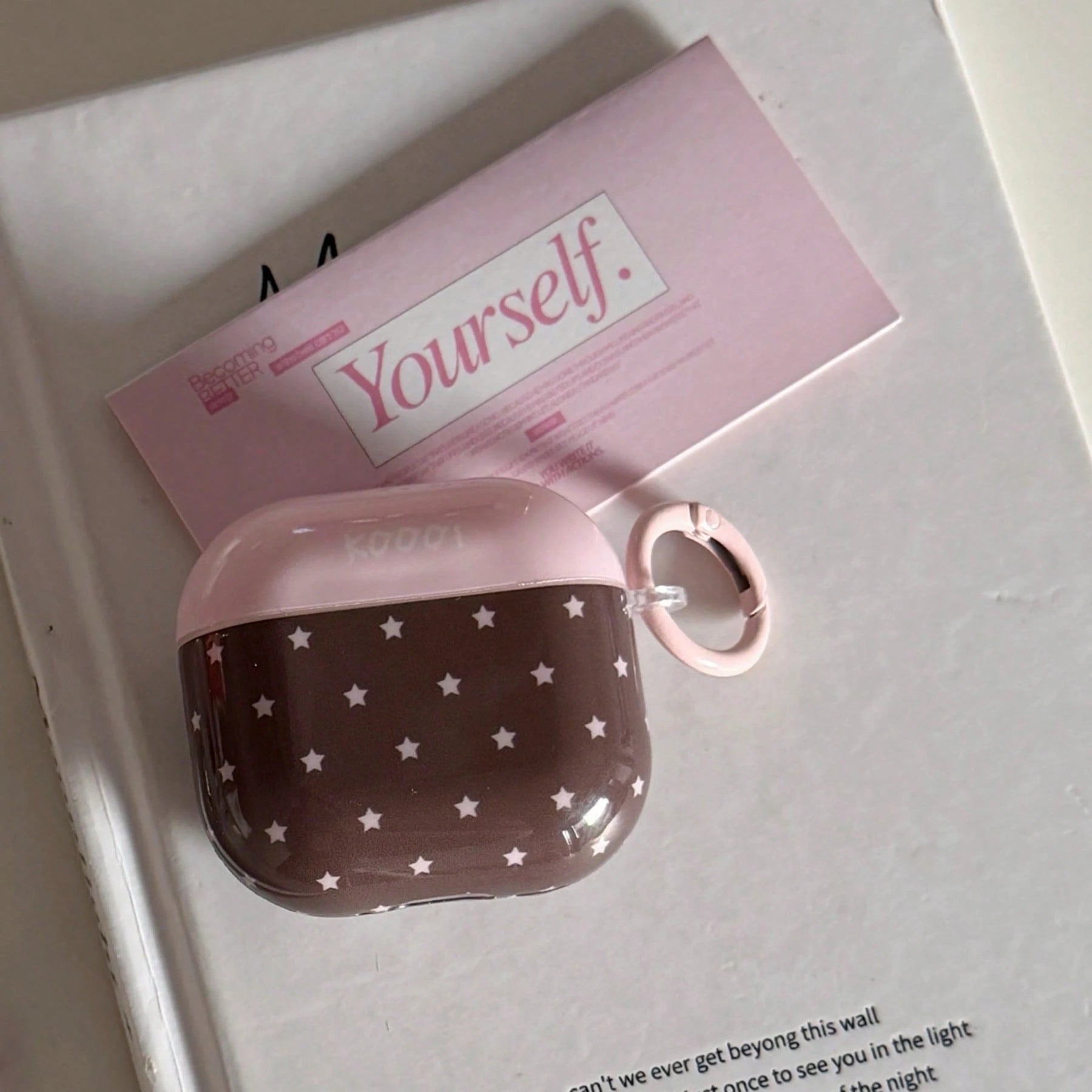Korean Minimalist Pink & Brown Star + Circle Earphone Case Compatible With AirPods Pro 3 New Pro 2 Protective Cover Pro Cute Apple 4 Minimalist 3 Personalized 1/2 Generation Girls Earphone Case Protec