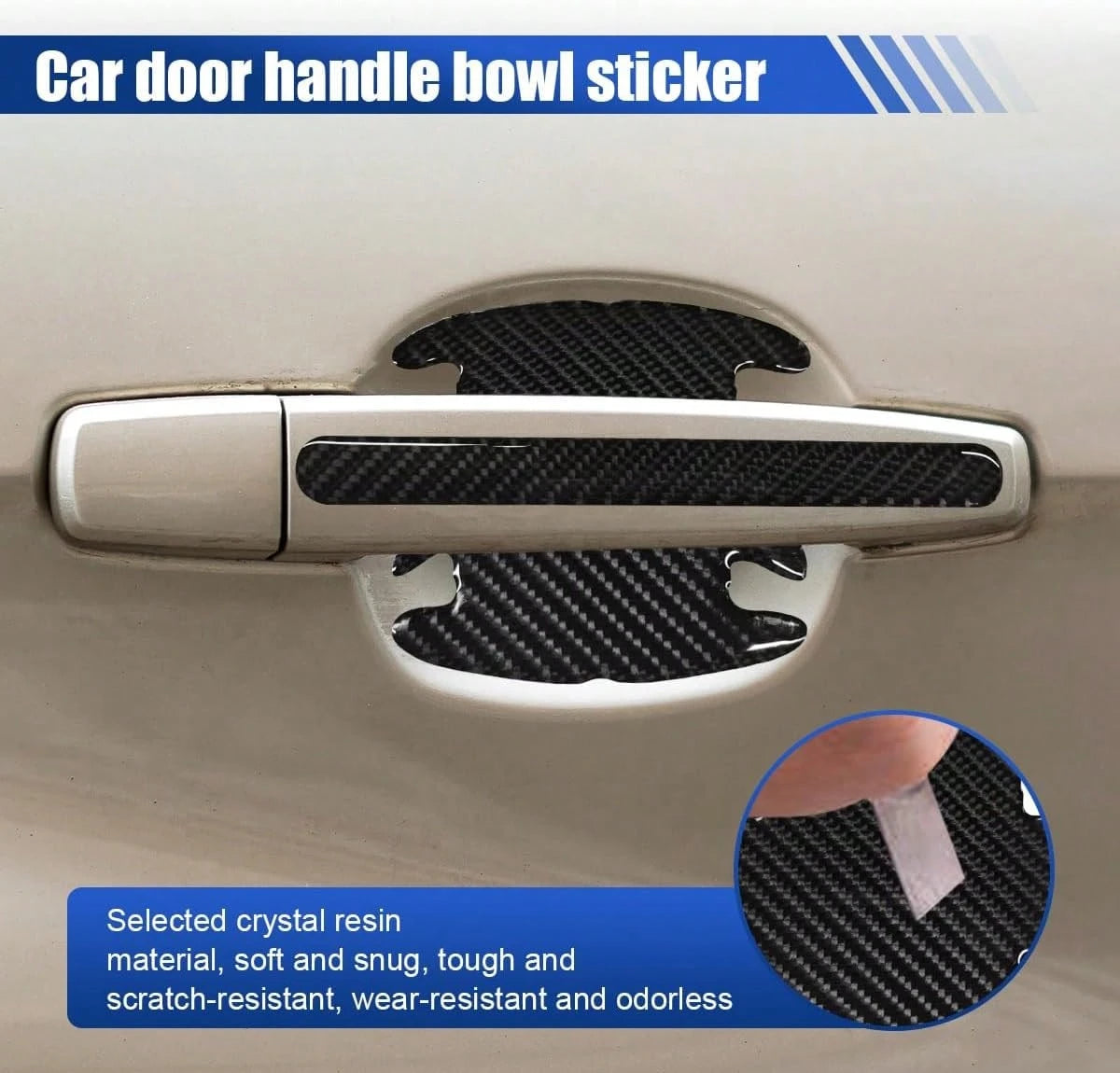 KPFILEH 8PCS Car Door Handle Bowl Sticker, Anti-Scratch Waterproof Auto Door Handle Bowl Protective Film, Universal Self-Adhesive Vehicle Exterior Protective Accessory For Car, SUV, Truck(CarbonFiber)