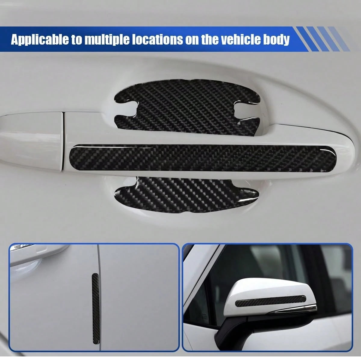 KPFILEH 8PCS Car Door Handle Bowl Sticker, Anti-Scratch Waterproof Auto Door Handle Bowl Protective Film, Universal Self-Adhesive Vehicle Exterior Protective Accessory For Car, SUV, Truck(CarbonFiber)