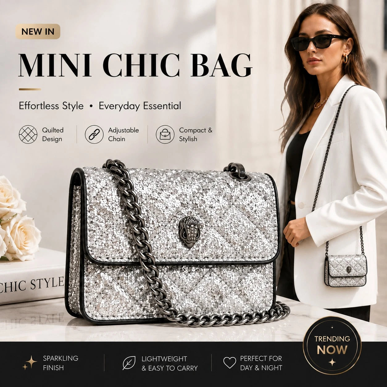 Kur T Geiger Luxury Quilted Mini Chain Crossbody Bag Versatile Shoulder Crossbody & Handheld Flap Bag Classic Flap Design Shoulder & Handbag
